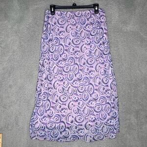Vintage 35th & 10th purple midi skirt ruffle hem geometric groovy fairy 80s L